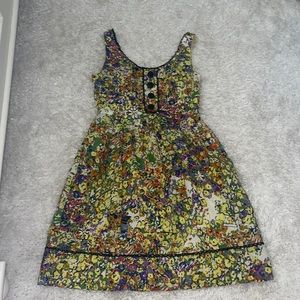 Bright yellow and pink Floral A-line sundress
